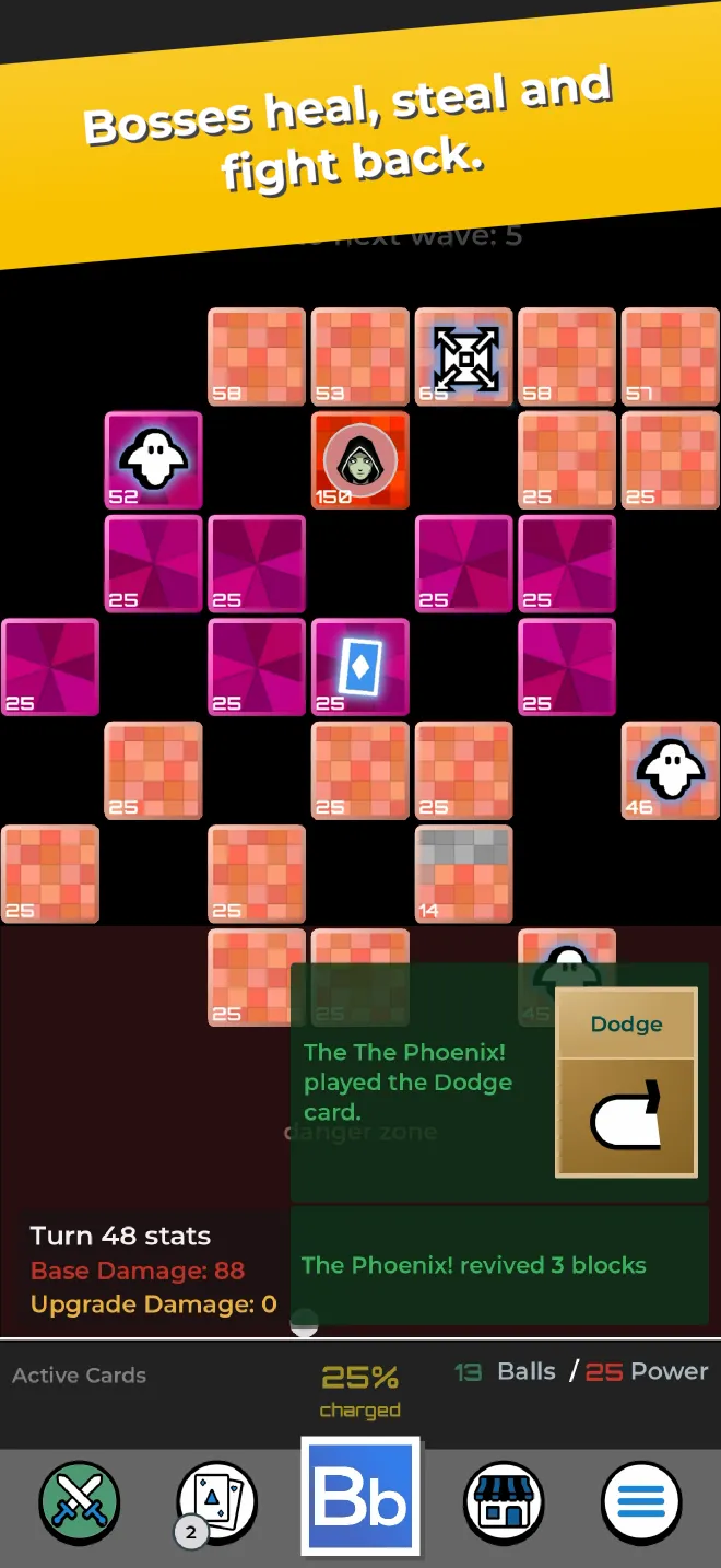 Bosses heal, steal and fight back.
